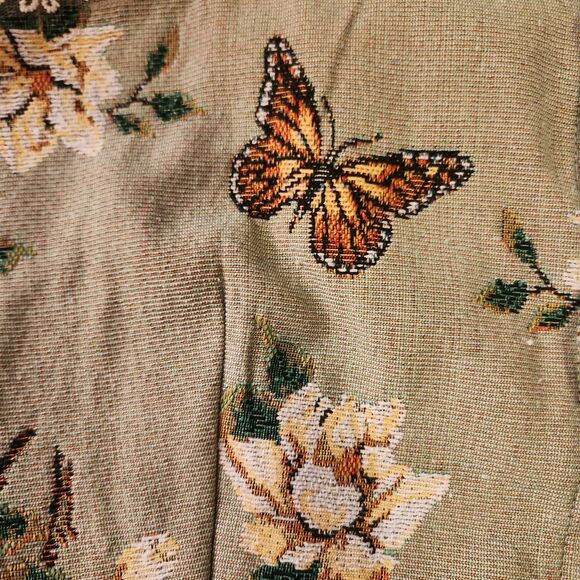 Cider Green Floral Tapestry Butterfly Corset Dress, Flowy Skirt, Fairycore Sz L - Picture 7 of 13